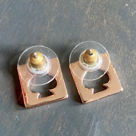 Kate Spade New York Hole Punch Cutout Spade Square Shape Rose Gold Studs - Picture 4 of 6